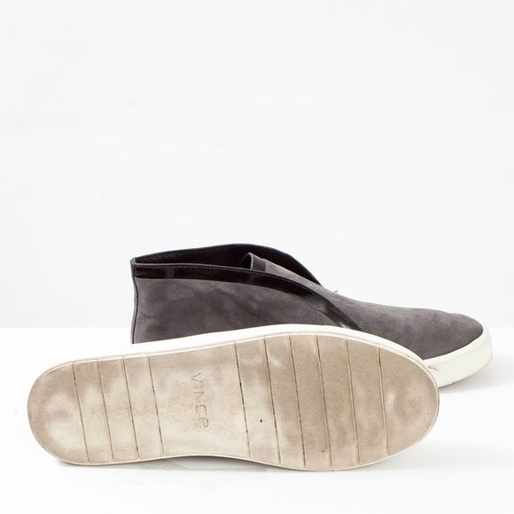 Vince. Grey Suede Slip On Sneaker with Black Trim - Picture 3 of 4